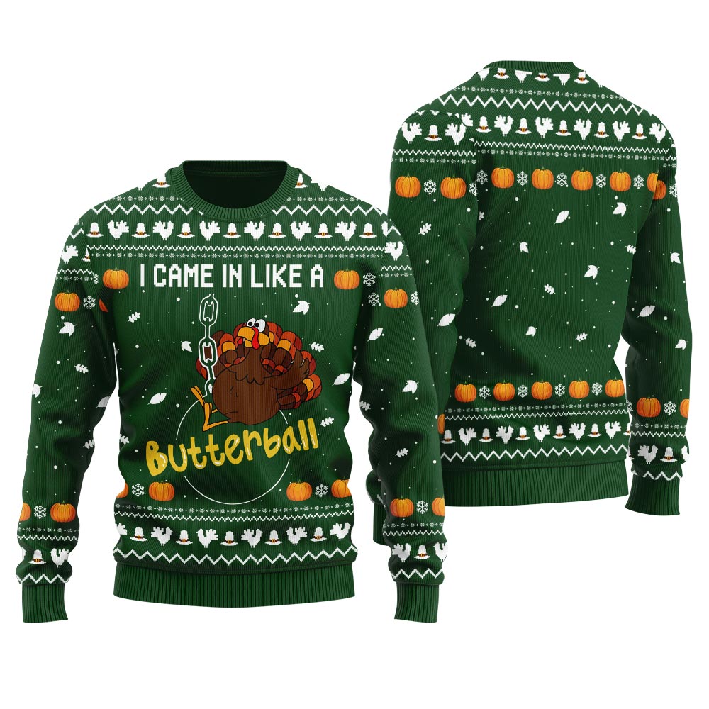 Humorous Turkey Butterball Ugly Thanksgiving Sweater