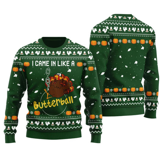 Humorous Turkey Butterball Ugly Thanksgiving Sweater