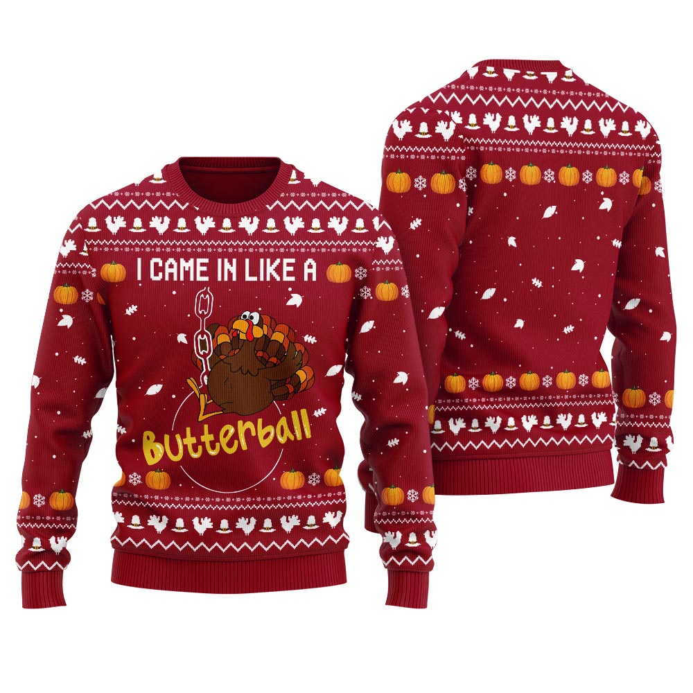 Humorous Turkey Butterball Ugly Thanksgiving Sweater