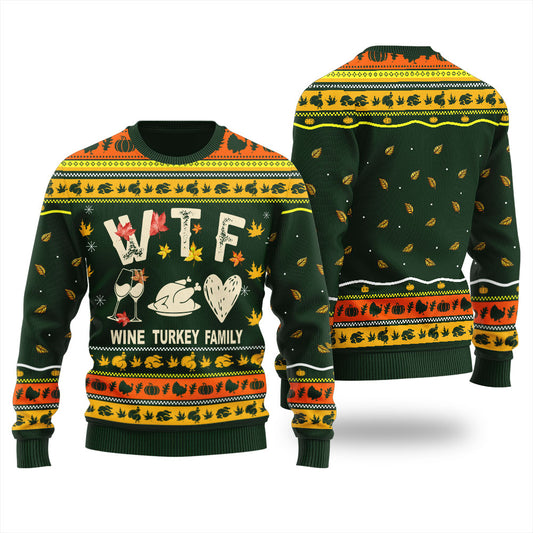 Humorous Wine Turkey Family Thanksgiving Ugly Sweater