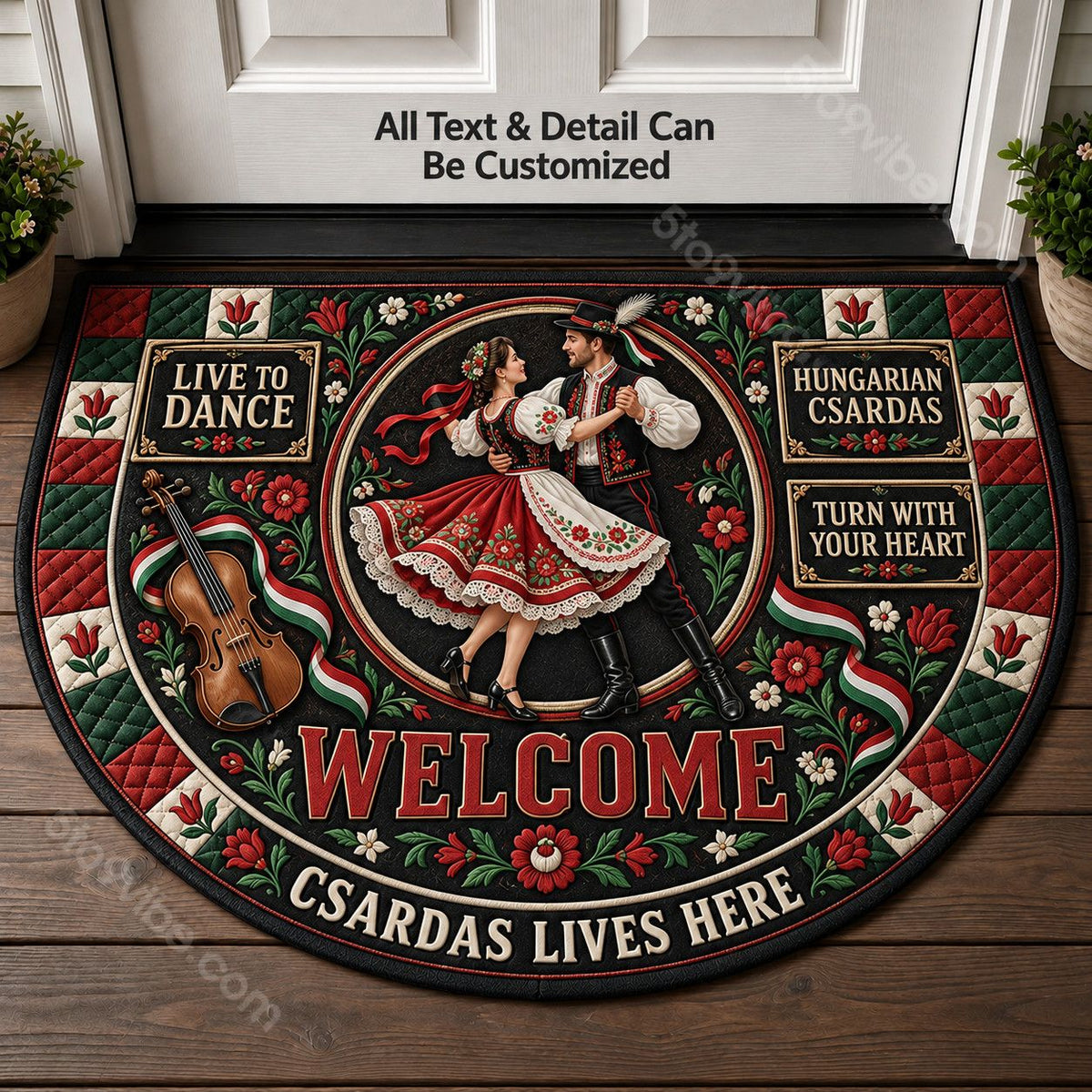 Hungarian Csárdás Personalized Half Round Mat | 5To9Vibe