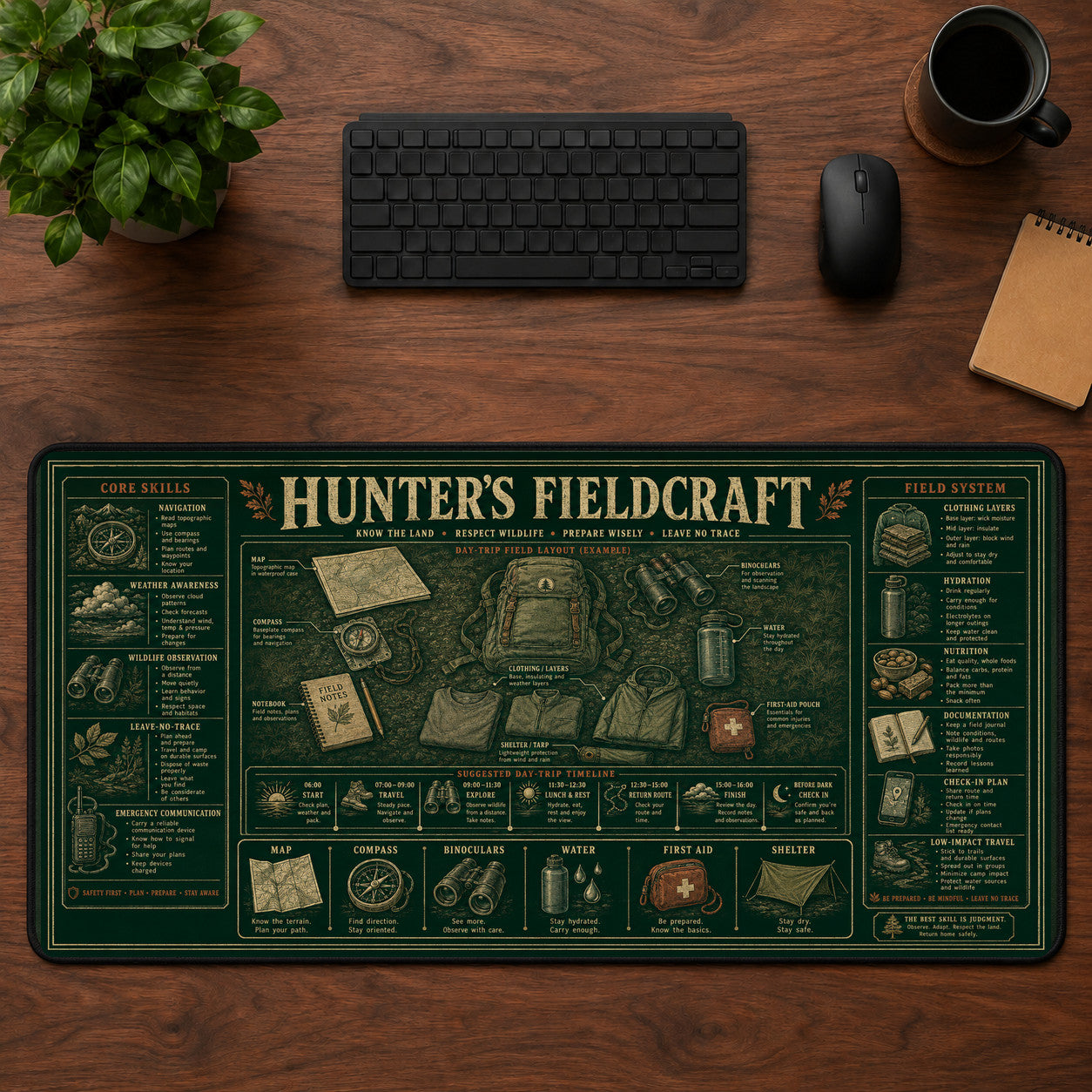Hunter's Fieldcraft Desk Mat Mouse Pad | 5To9Vibe
