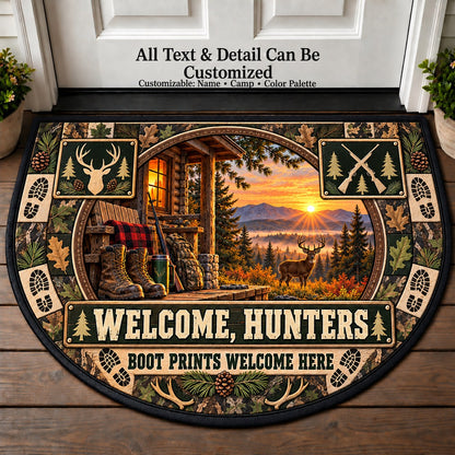 Camo Cabin - Hunters Welcome Personalized Half Round Mat | 5To9Vibe