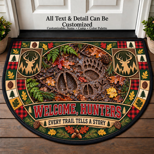 Forest Tracks - Hunters Welcome Personalized Half Round Mat | 5To9Vibe
