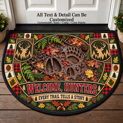 Forest Tracks - Hunters Welcome Personalized Half Round Mat | 5To9Vibe