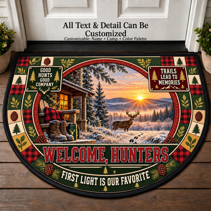 Frosty Dawn Trail - Hunters Welcome Personalized Half Round Mat | 5To9Vibe