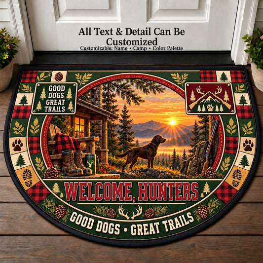 Hunting Dog Home - Hunters Welcome Personalized Half Round Mat | 5To9Vibe