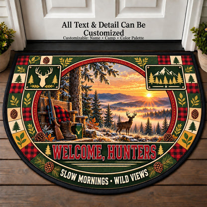 Quiet Morning Stand - Hunters Welcome Personalized Half Round Mat | 5To9Vibe