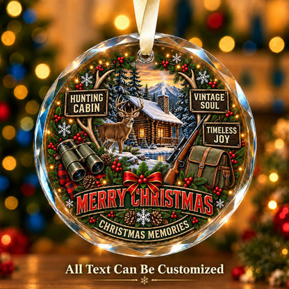 Hunting Cabin Personalized Glass Ornament | 5To9Vibe