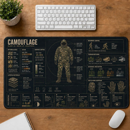 Hunting Camouflage Outdoor Skills Field Guide Desk Mat | 5To9Vibe