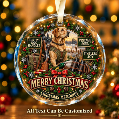 Hunting Dog Handler Personalized Glass Ornament | 5To9Vibe