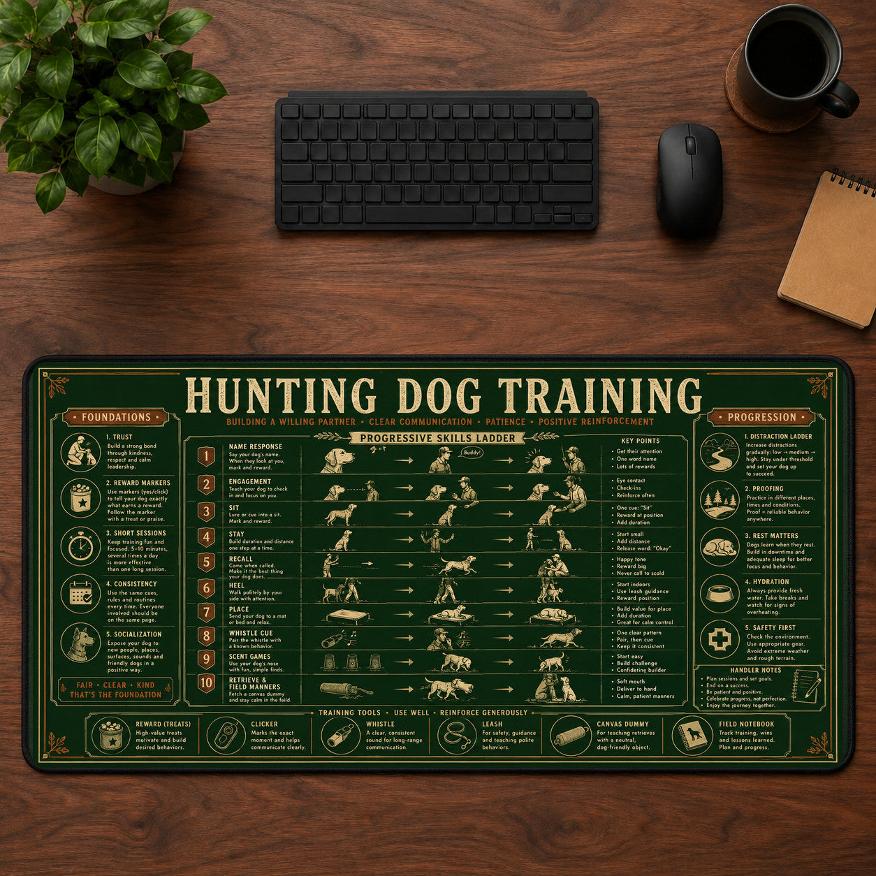 Hunting Dog Training Desk Mat Mouse Pad | 5To9Vibe