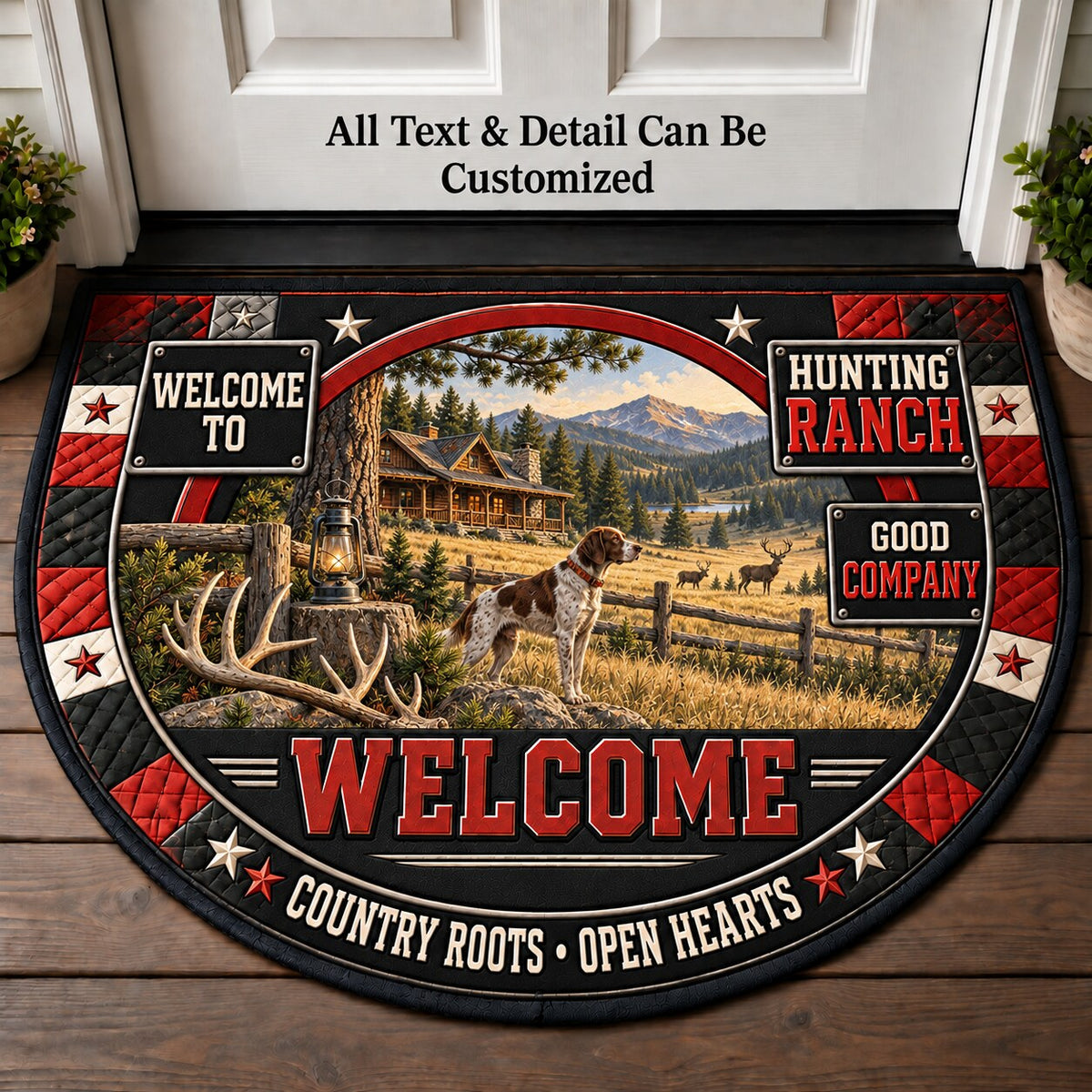 Hunting Ranch Personalized Half Round Mat | 5To9Vibe