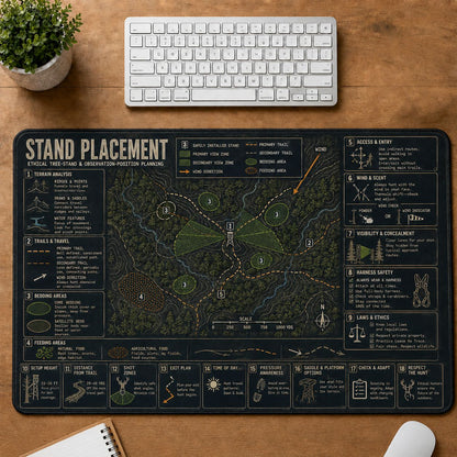 Hunting Stand Placement Outdoor Skills Field Guide Desk Mat | 5To9Vibe