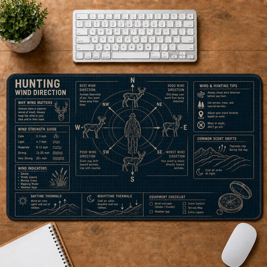 Hunting Wind Direction Outdoor Skills Field Guide Desk Mat | 5To9Vibe