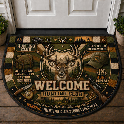 Hunting Club Outdoor Adventures Quilted Print Premium Welcome Mat – Personalized Doormat
