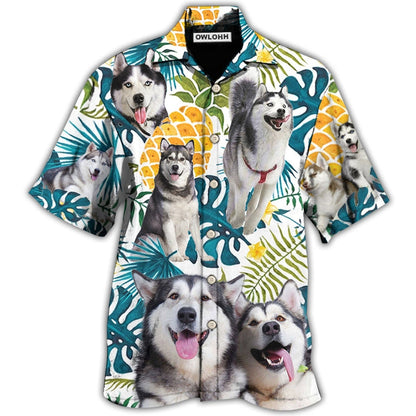 Hawaiian Shirt / Adults / S Husky Funny Husky Tropical Leaf - Hawaiian Shirt 