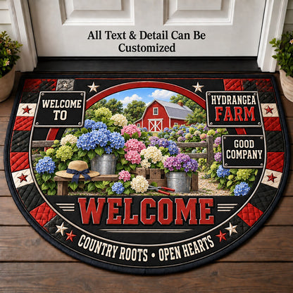 Hydrangea Farm Personalized Half Round Mat | 5To9Vibe
