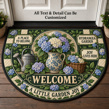 Hydrangea Garden Personalized Half Round Mat | 5To9Vibe