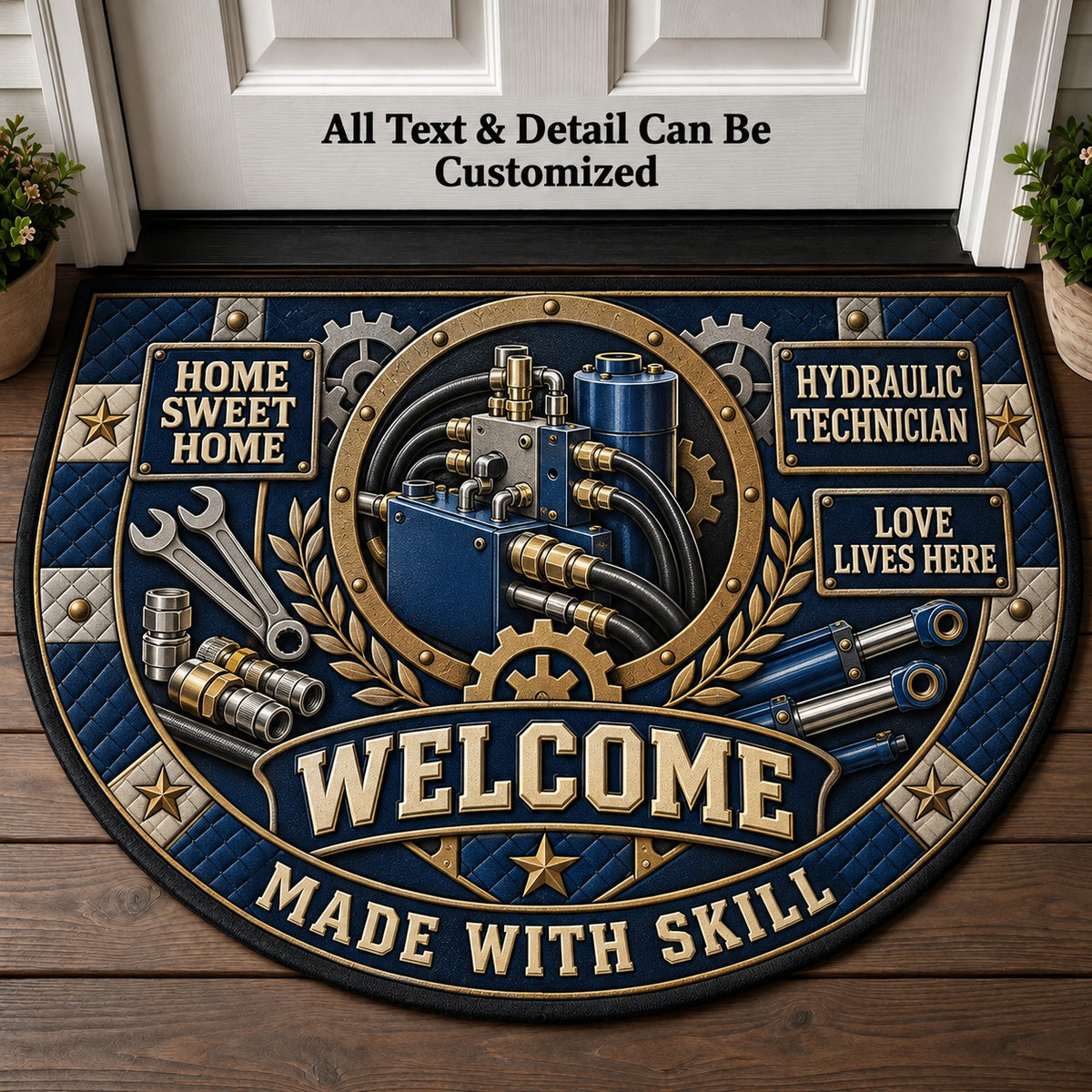 Hydraulic Technician Personalized Half Round Mat | 5To9Vibe
