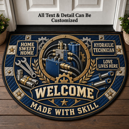 Hydraulic Technician Personalized Half Round Mat | 5To9Vibe