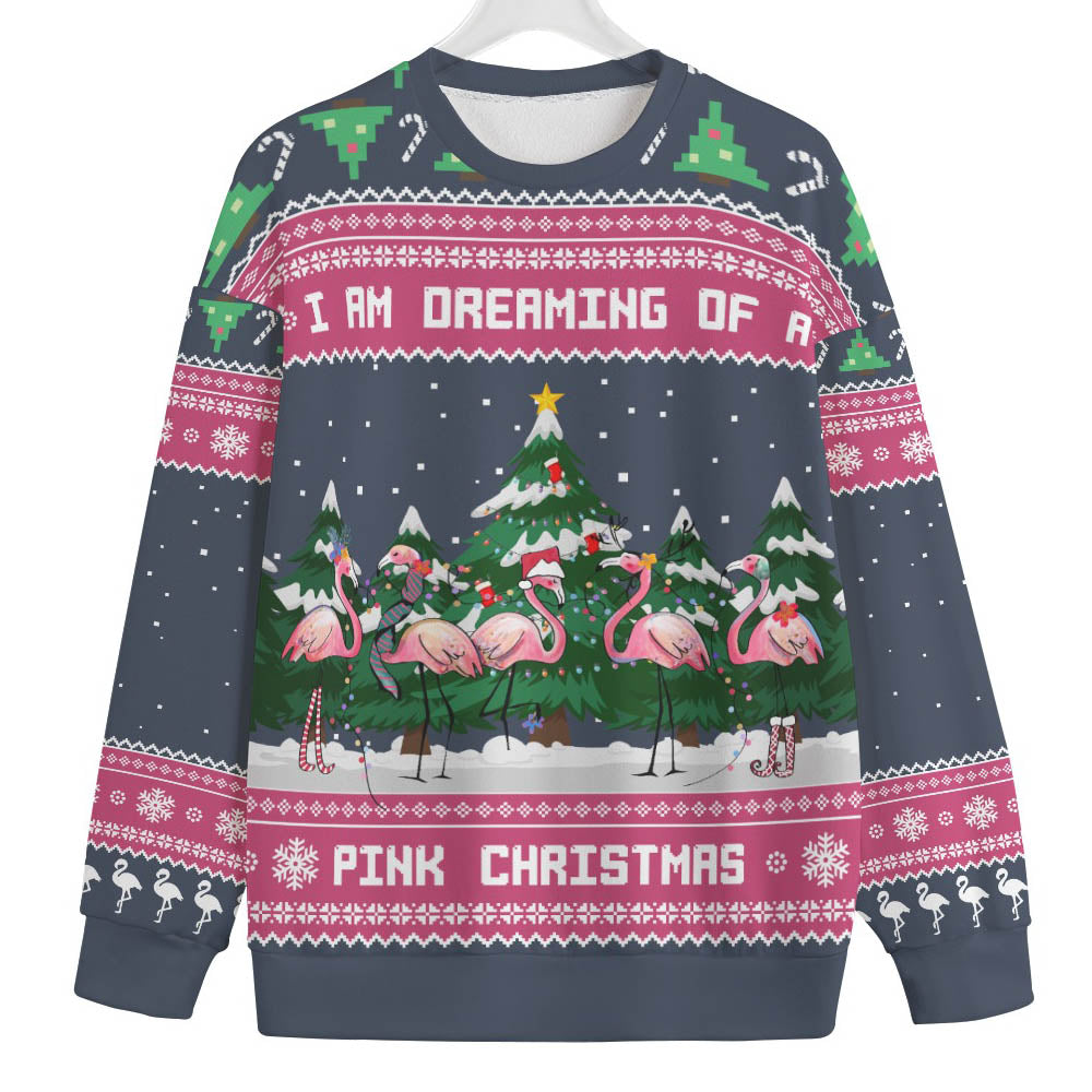 I Am Dreaming Of A Pink Christmas Flamingo Plus Size Ugly Sweater