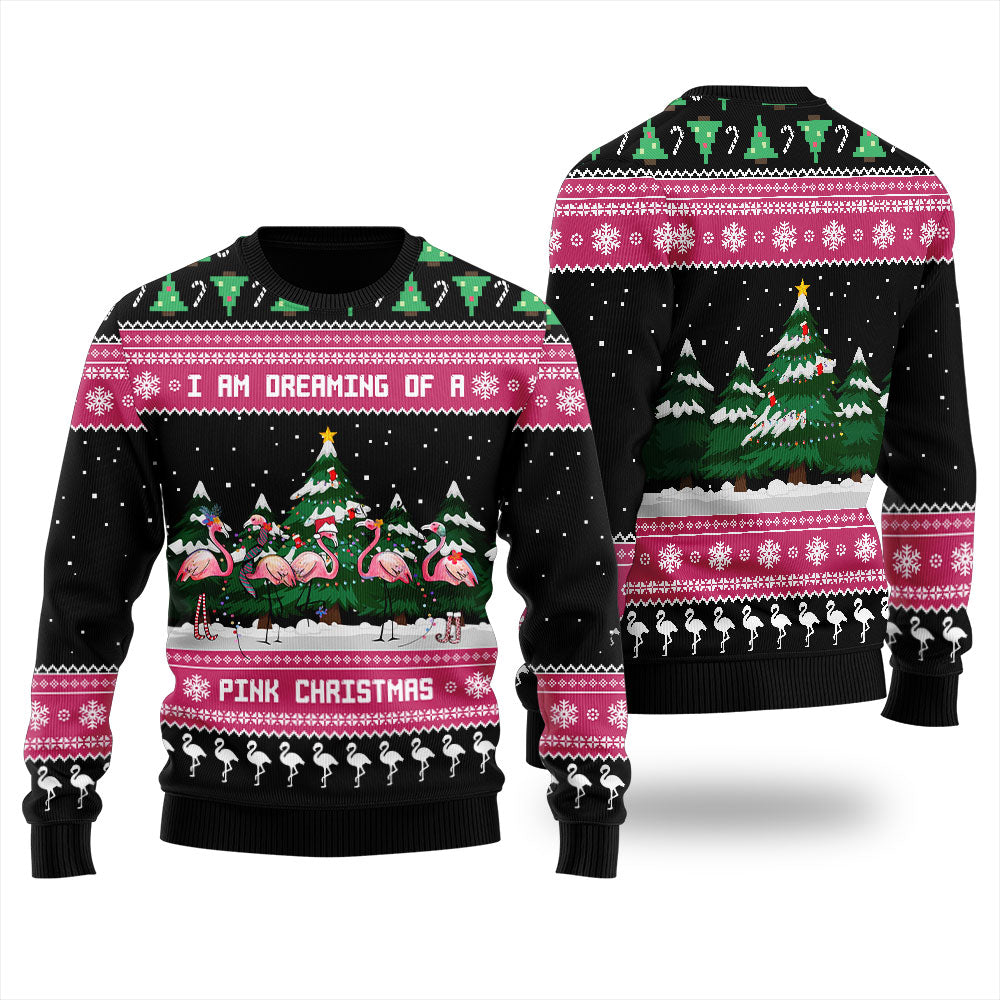 I Am Dreaming Of A Pink Christmas Flamingo Ugly Sweater For Men