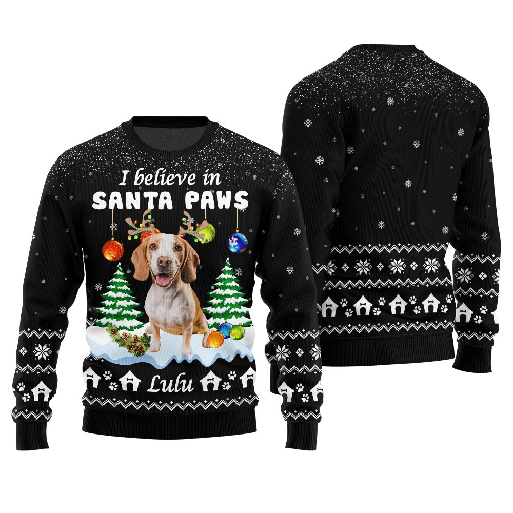 I Believe In Santa Paws Custom Dog Christmas Sweater