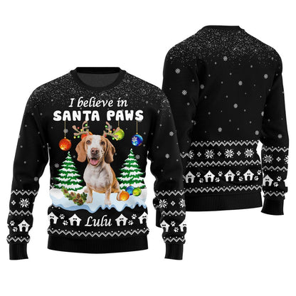 I Believe In Santa Paws Custom Dog Christmas Sweater