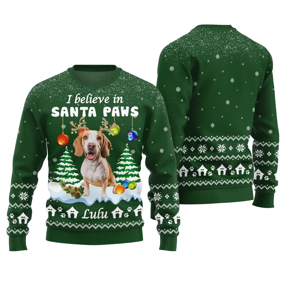 I Believe In Santa Paws Custom Dog Christmas Sweater