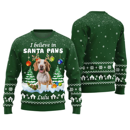 I Believe In Santa Paws Custom Dog Christmas Sweater