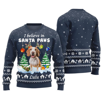 I Believe In Santa Paws Custom Dog Christmas Sweater