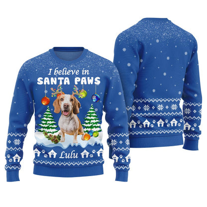 I Believe In Santa Paws Custom Dog Christmas Sweater