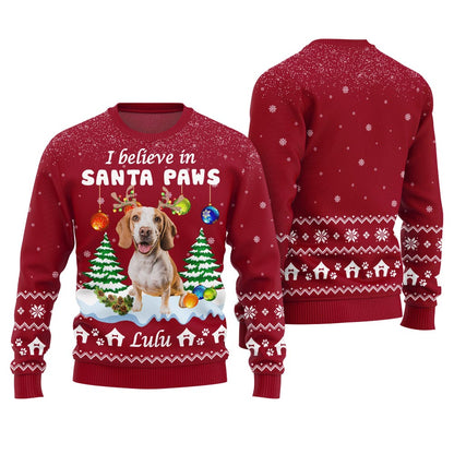 I Believe In Santa Paws Custom Dog Christmas Sweater