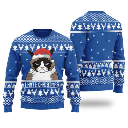 I Hate Christmas Cat Meme Ugly Christmas Sweater