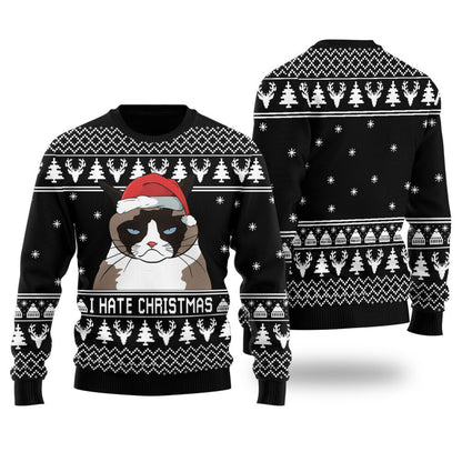 I Hate Christmas Cat Meme Ugly Christmas Sweater