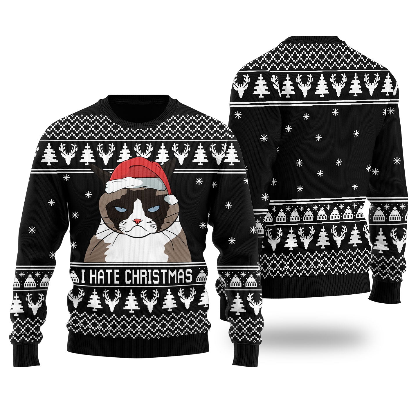 I Hate Christmas Cat Meme Ugly Christmas Sweater