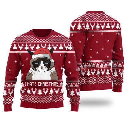 I Hate Christmas Cat Meme Ugly Christmas Sweater