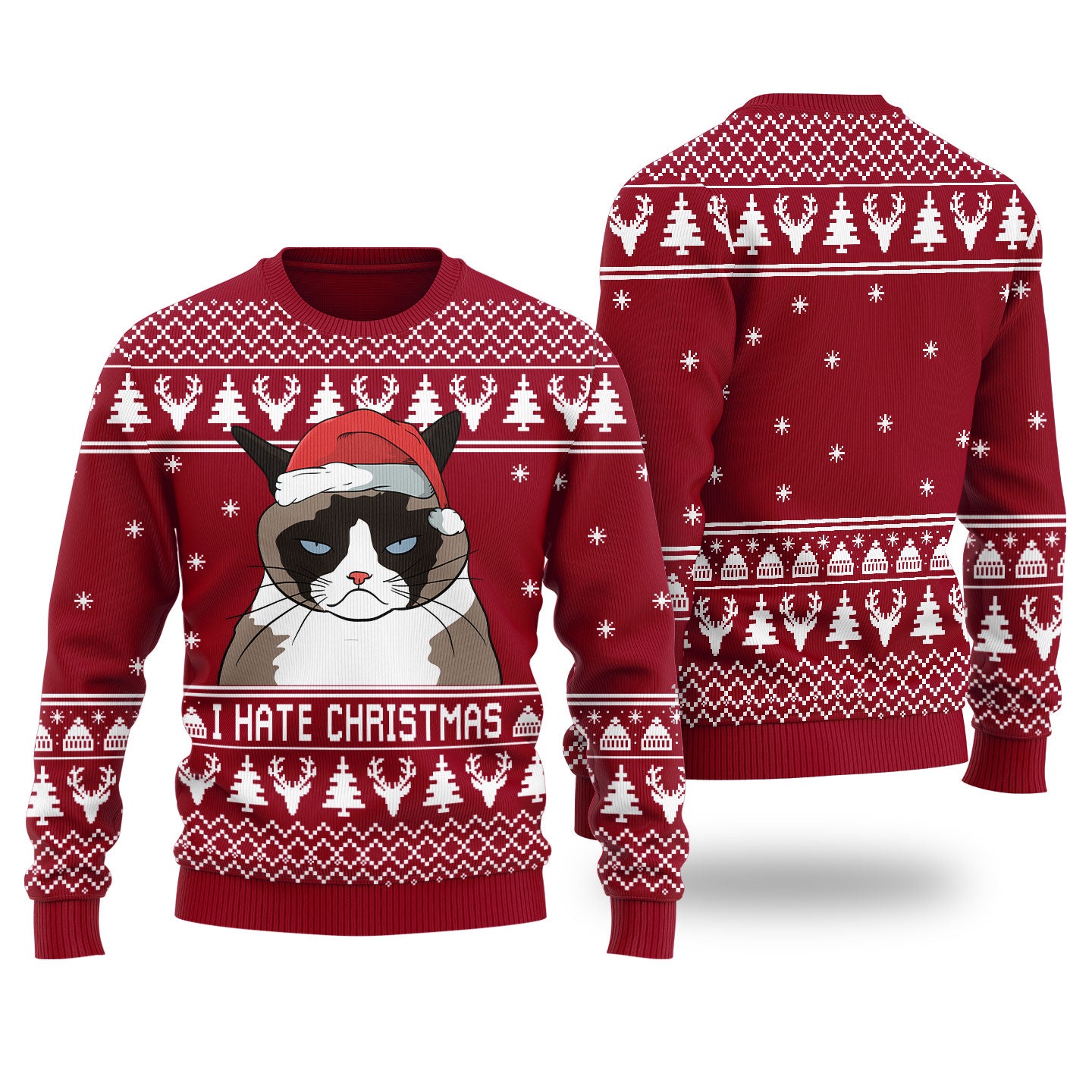 I Hate Christmas Cat Meme Ugly Christmas Sweater
