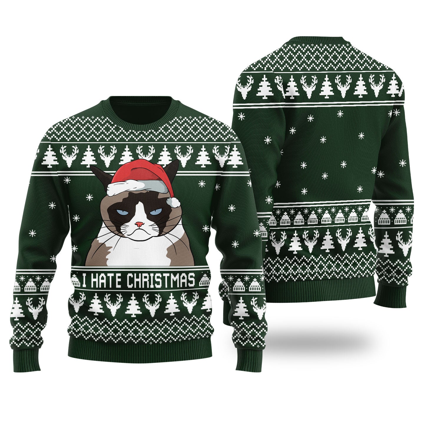 I Hate Christmas Cat Meme Ugly Christmas Sweater
