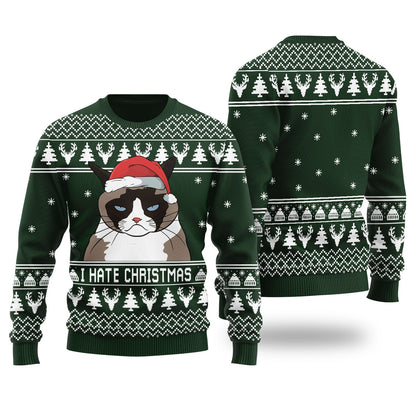 I Hate Christmas Cat Meme Ugly Christmas Sweater