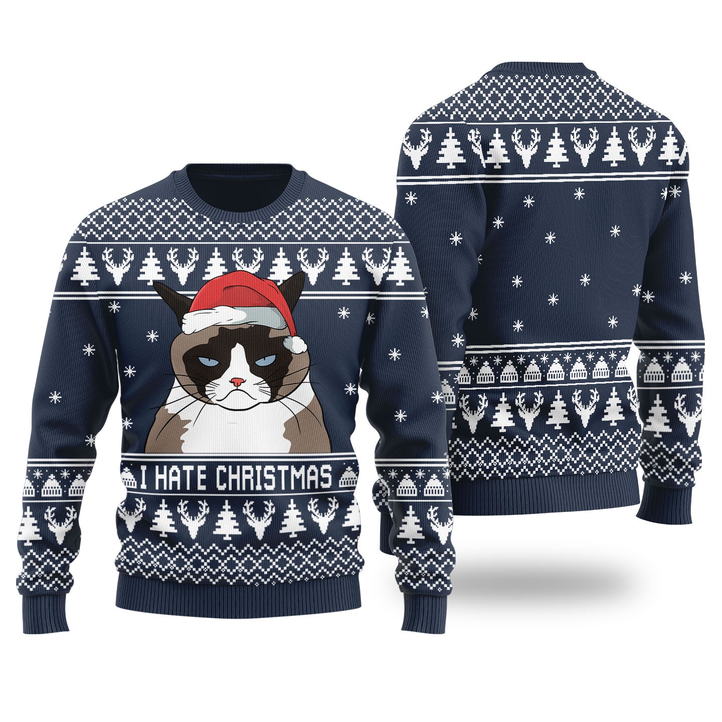 I Hate Christmas Cat Meme Ugly Christmas Sweater