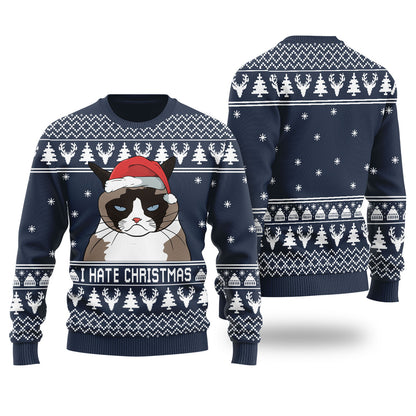 I Hate Christmas Cat Meme Ugly Christmas Sweater