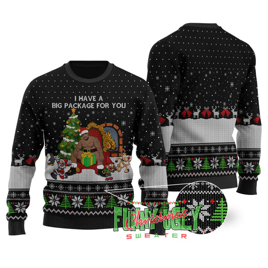 I Have A Big Package For You Barry Wood Christmas Sweater Black