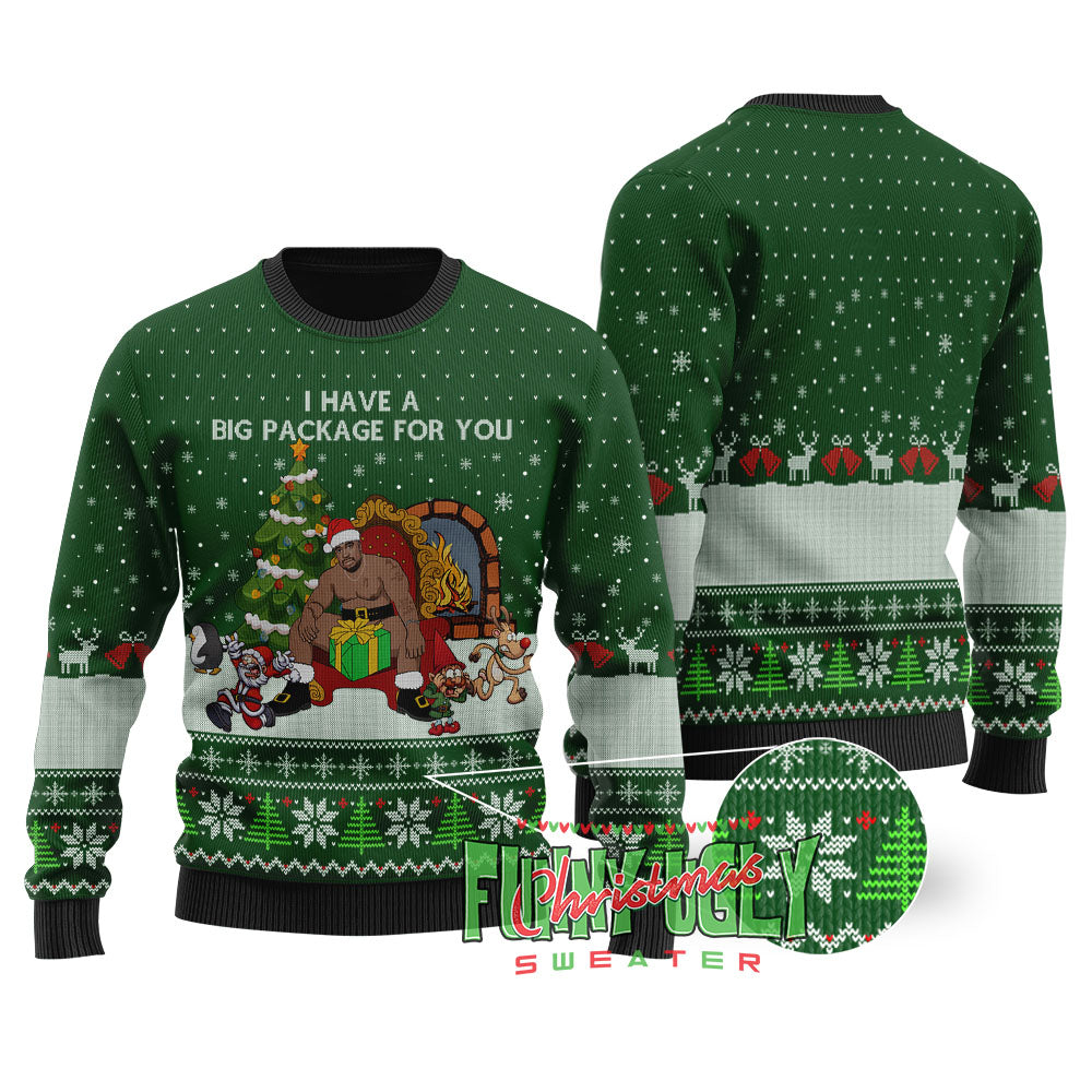 I Have A Big Package For You Barry Wood Christmas Sweater Forest Green