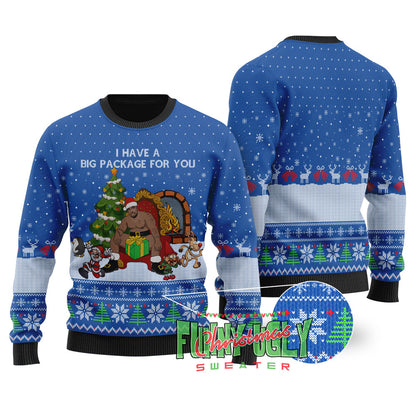 I Have A Big Package For You Barry Wood Christmas Sweater Royal