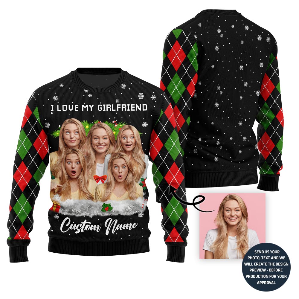 I Love My Girlfriend Charming Custom Ugly Sweater For Men