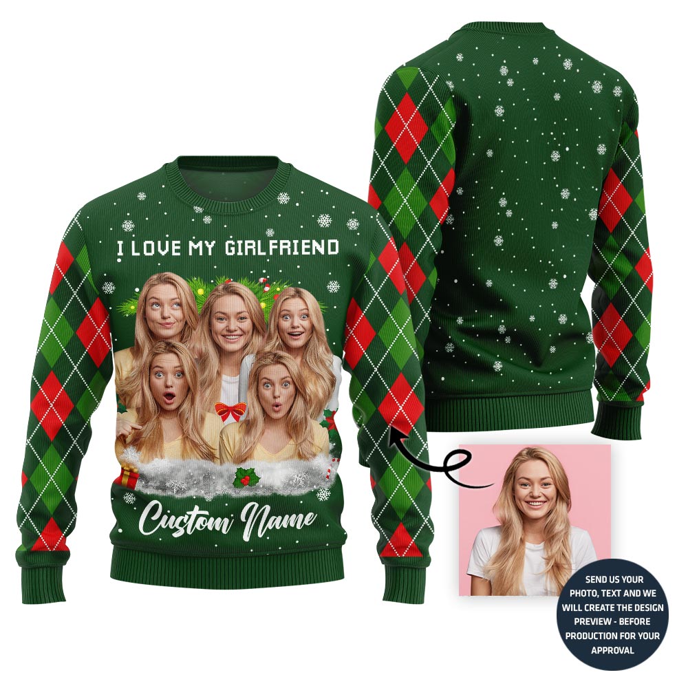 I Love My Girlfriend Charming Custom Ugly Sweater For Men
