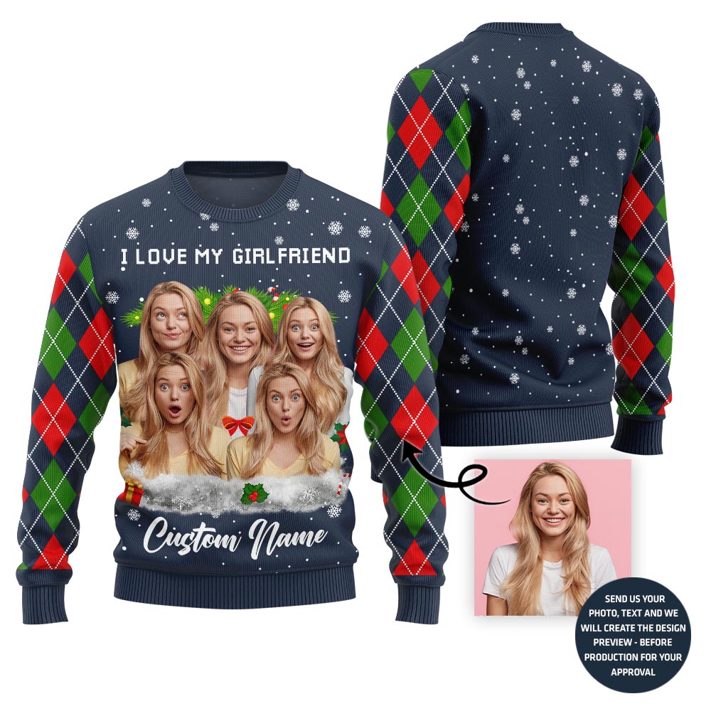 I Love My Girlfriend Charming Custom Ugly Sweater For Men