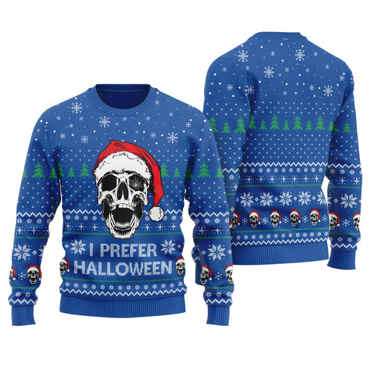 I Prefer Halloween Funny Holiday Ugly Sweater For Women